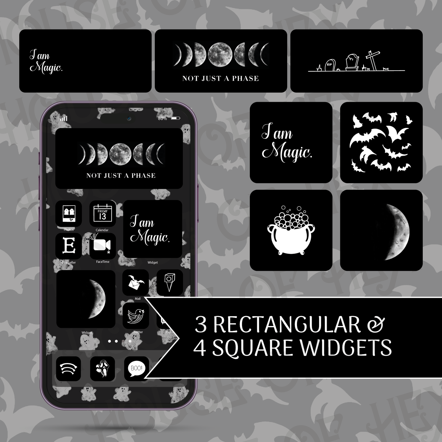 Spooky Black and White Icon & Wallpaper Pack