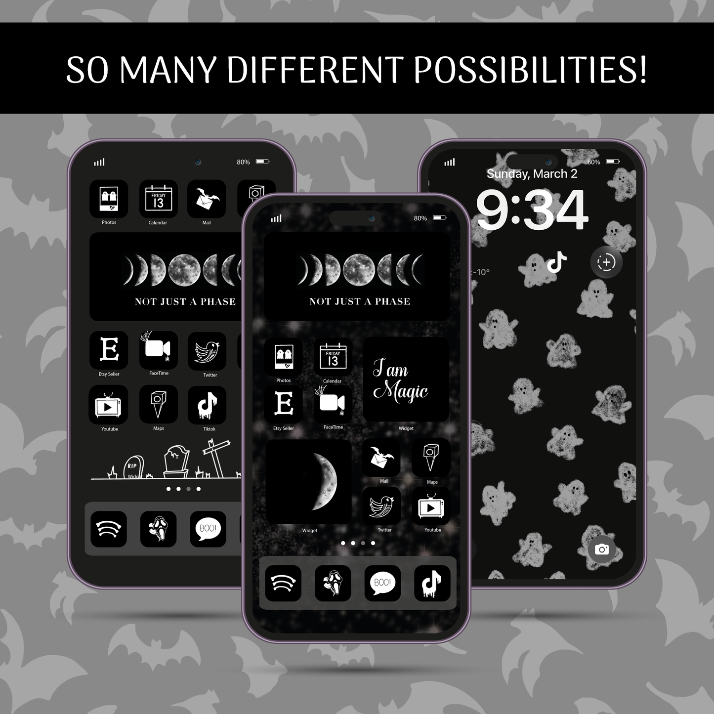 Spooky Black and White Icon & Wallpaper Pack