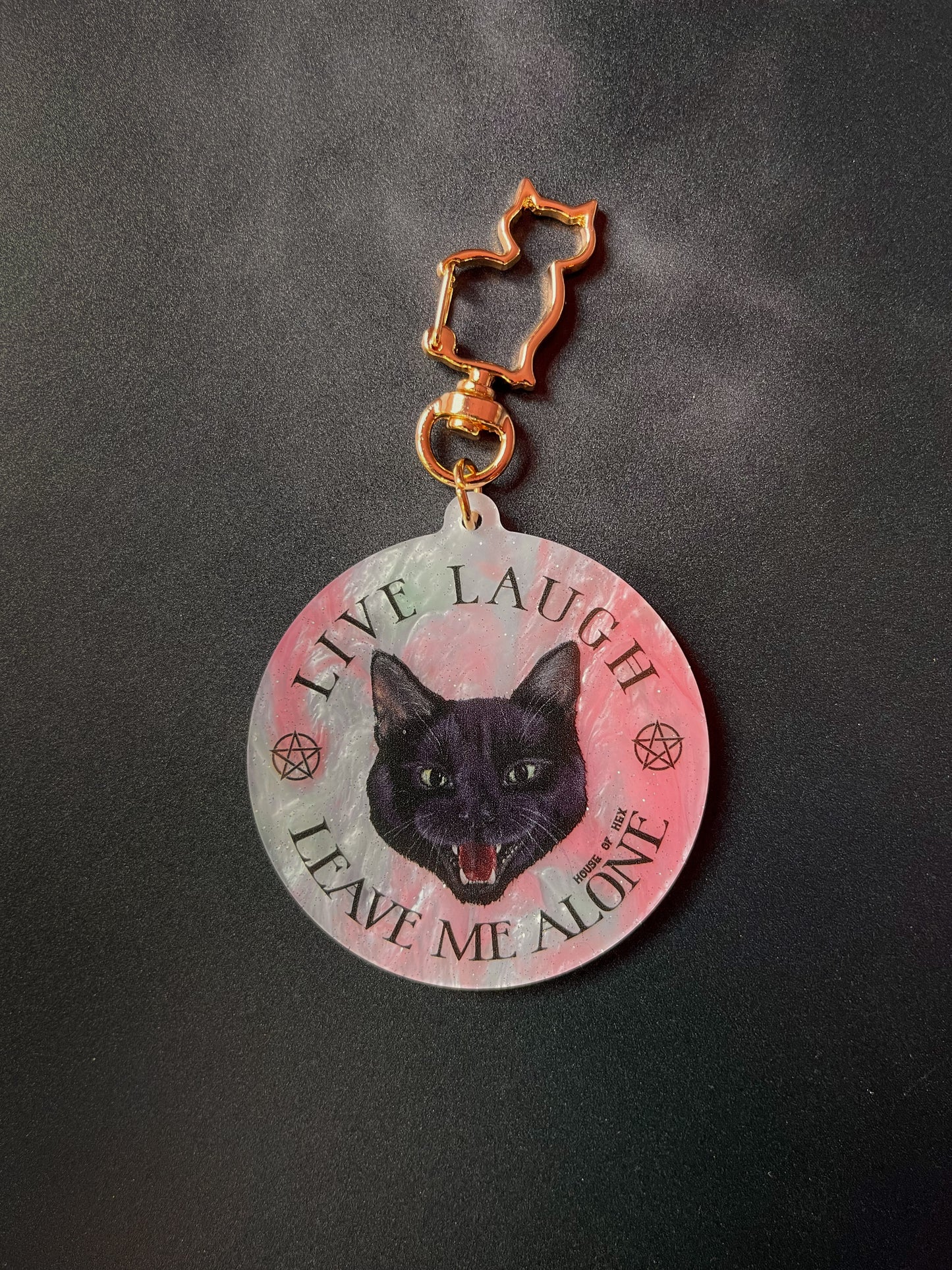 Live Laugh Leave Me Alone Black Cat Keychain