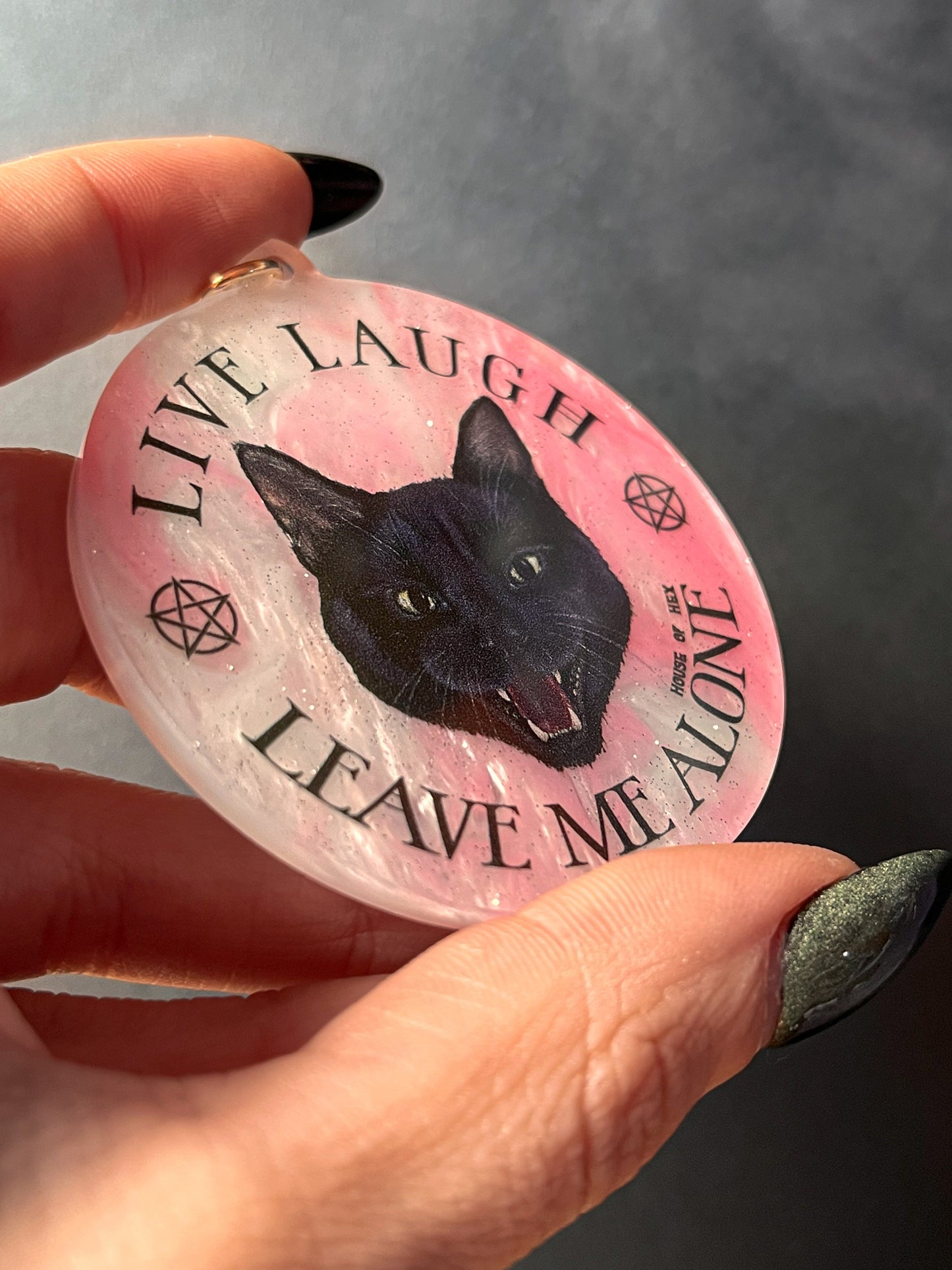 Live Laugh Leave Me Alone Black Cat Keychain