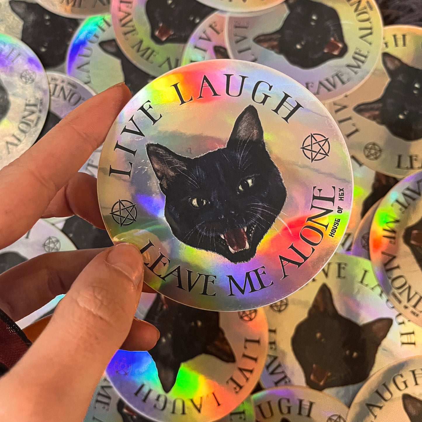 Live Laugh Leave Me Alone Black Cat Sticker