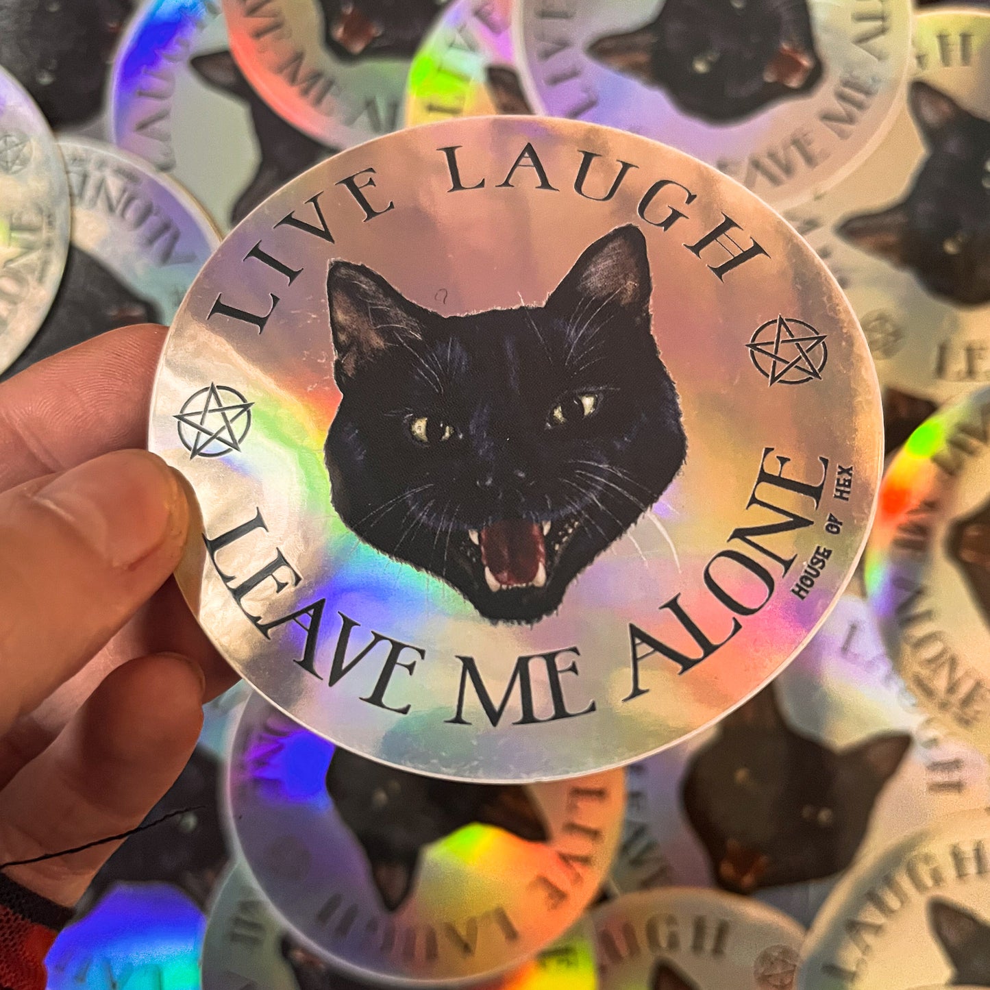 Live Laugh Leave Me Alone Black Cat Sticker