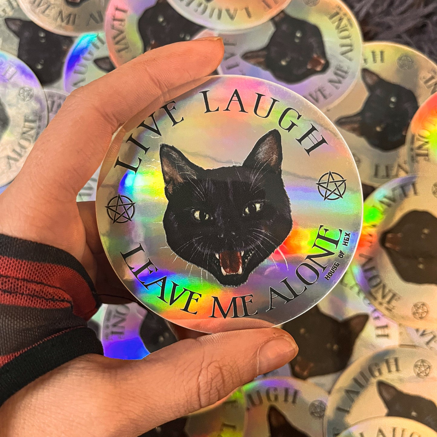 Live Laugh Leave Me Alone Black Cat Sticker