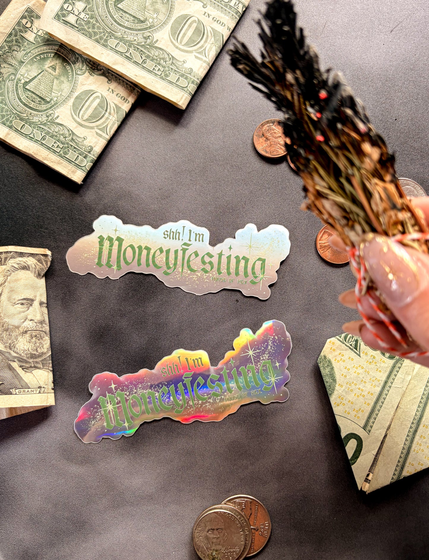 Moneyfesting Sticker | Shh I am moneyfesting manifesting money abundance