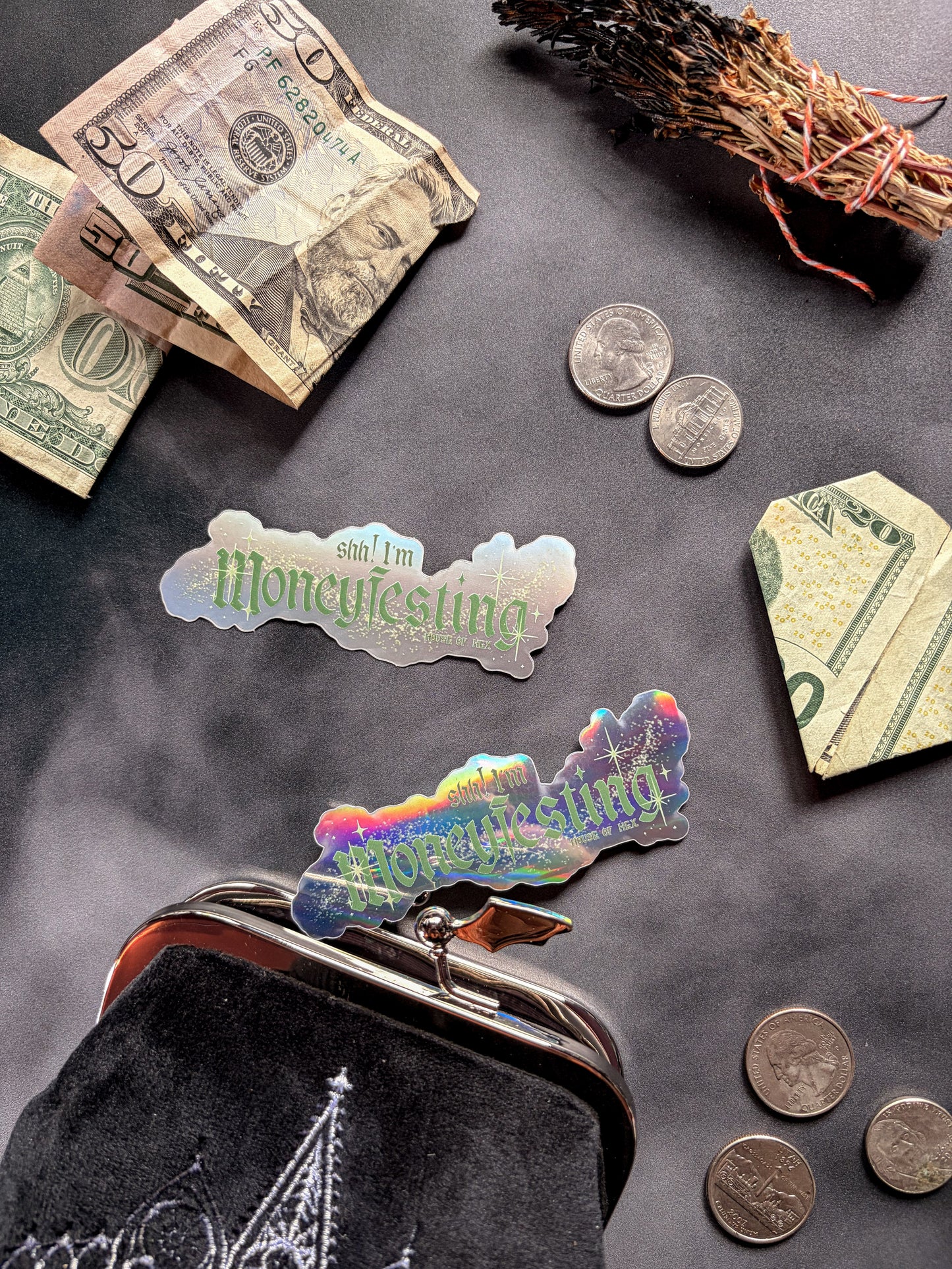 Moneyfesting Sticker | Shh I am moneyfesting manifesting money abundance