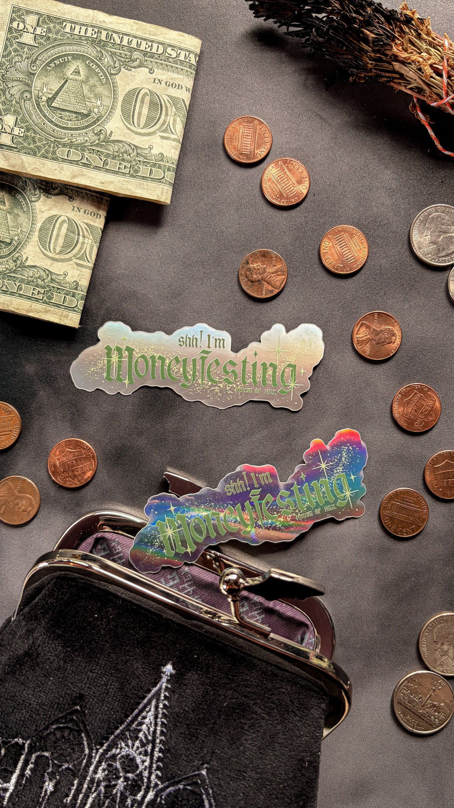 Moneyfesting Sticker | Shh I am moneyfesting manifesting money abundance