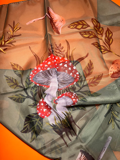 Mushroom Foraging Altar Cloth/Poly Scarf