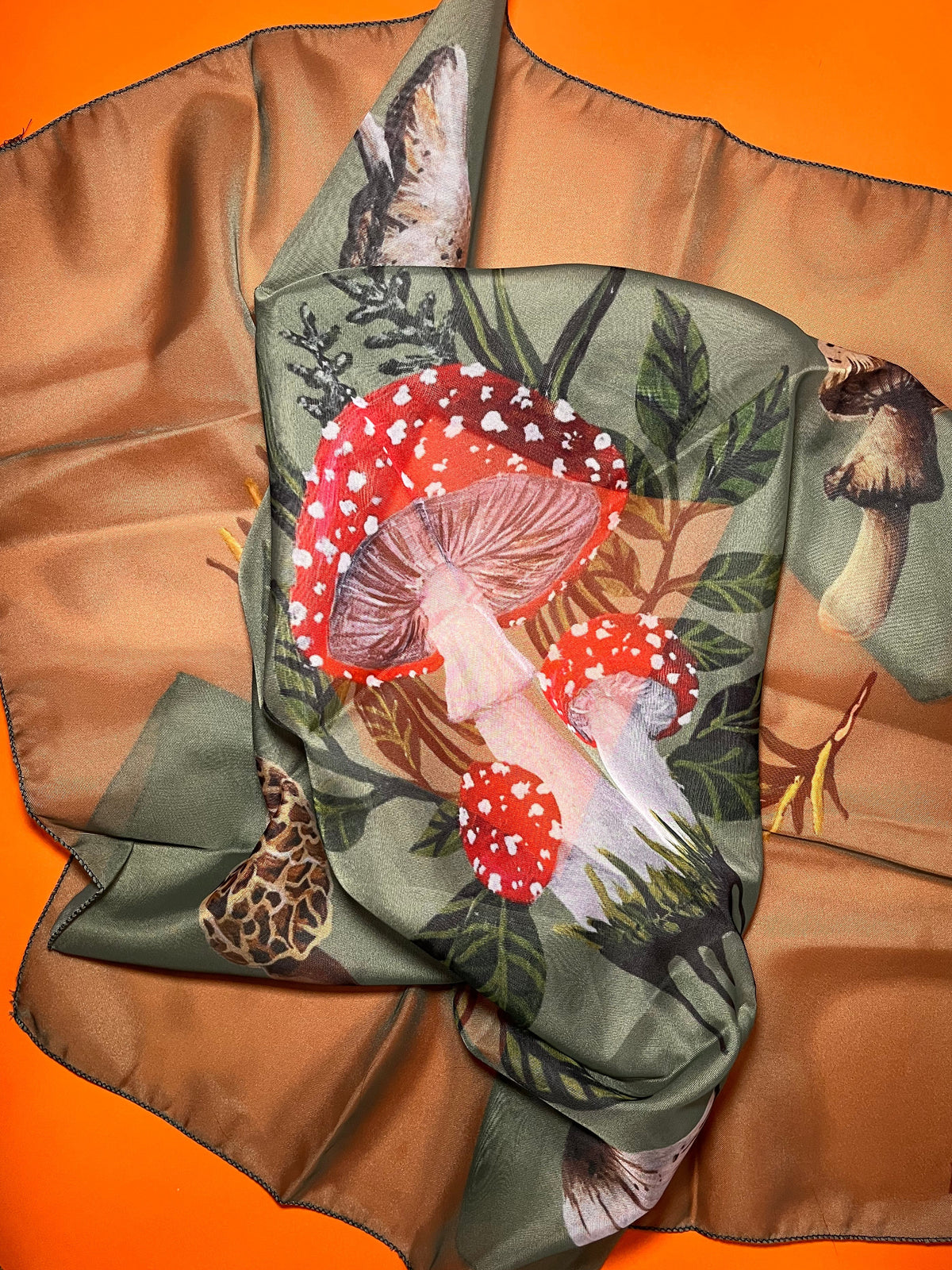 Mushroom Foraging Altar Cloth/Poly Scarf