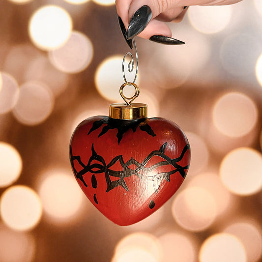 Sacred Heart Hand-painted Ceramic Ornament