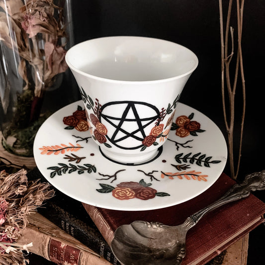 Hand-painted Ceramic „ Garden Witch “ Tea Set