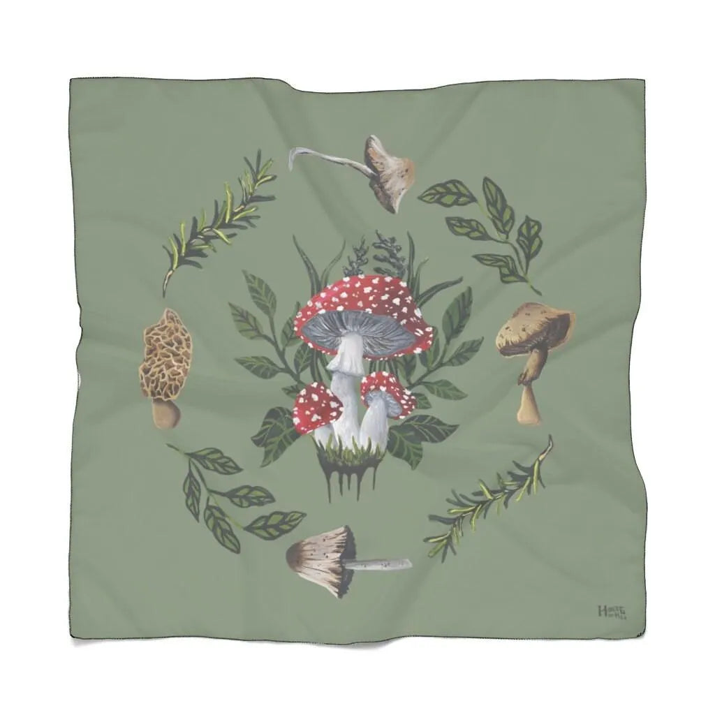 Mushroom Foraging Altar Cloth/Poly Scarf