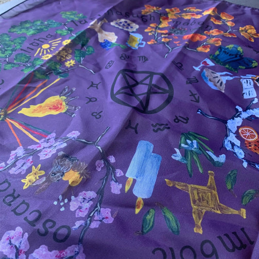 Wheel of the year Pagan Holiday Altar Cloth/Poly Scarf