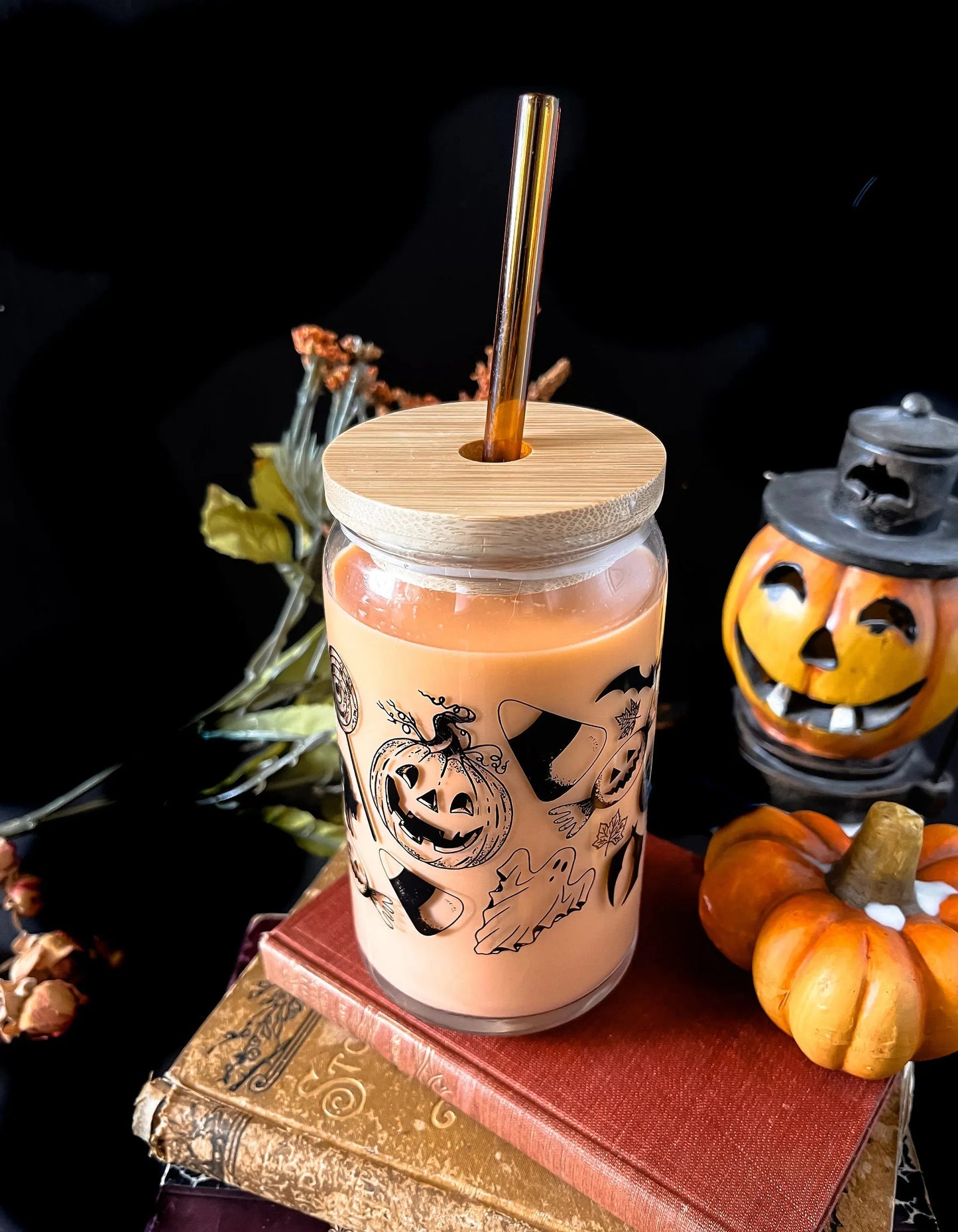 Vintage Halloween Can Glass