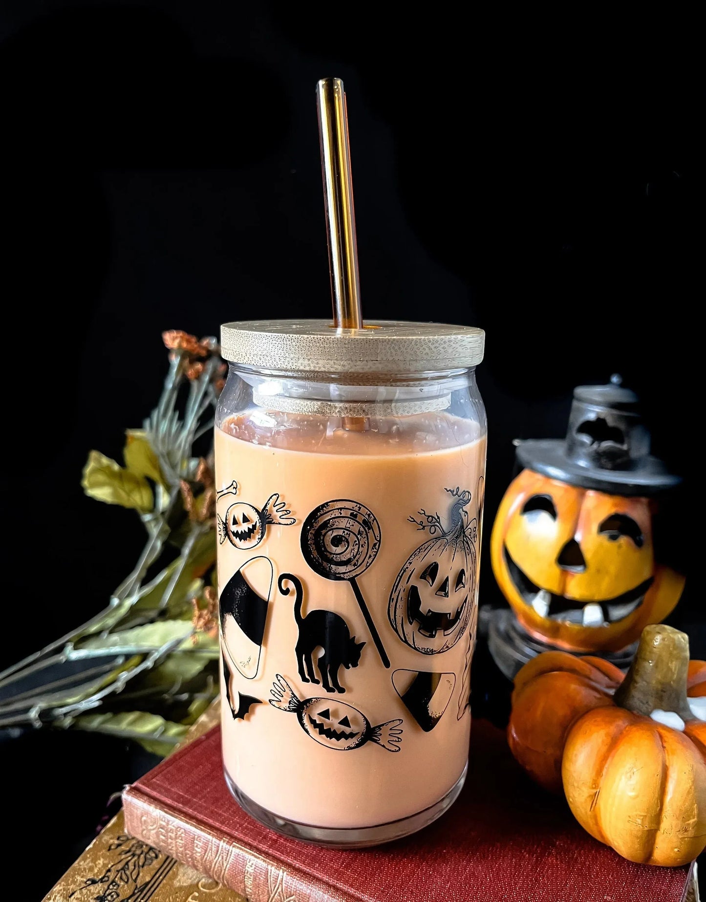 Vintage Halloween Can Glass